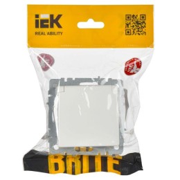 Розетка BRITE РСбш10-3-БрБ 16А IP20 с заземл. защ. шторки с крышкой механизм бел. IEK BR-R16-16-K01