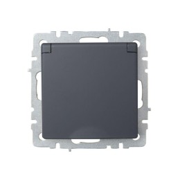 Розетка BRITE РСбш10-3-БрГ 16А IP20 с заземл. защ. шторки с крышкой механизм графит IEK BR-R16-16-K5