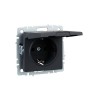 Розетка BRITE РСбш10-3-БрГ 16А IP20 с заземл. защ. шторки с крышкой механизм графит IEK BR-R16-16-K5