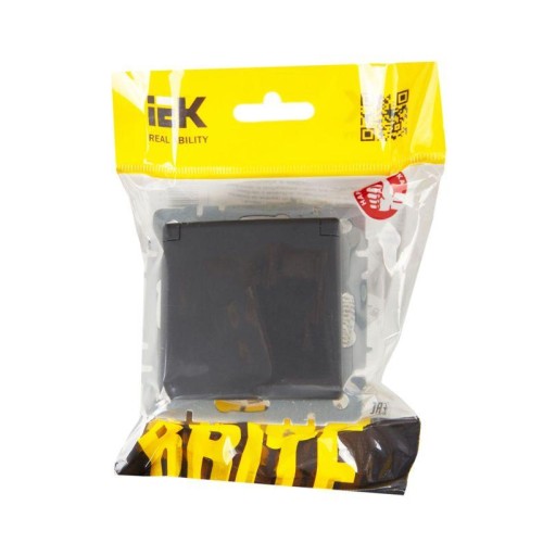 Розетка BRITE РСбш10-3-БрГ 16А IP20 с заземл. защ. шторки с крышкой механизм графит IEK BR-R16-16-K5