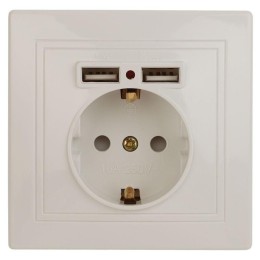 Розетка 1-м СП Plano 1-410-02 16А IP20 + 2хUSB сл. кость Intro Б0053943