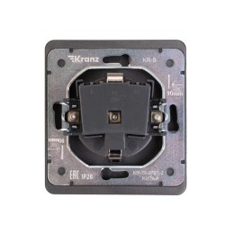 Розетка 1-м СП ROUND MIELE 16А с заземл. защ. шторки титан Kranz KR-78-0701-2