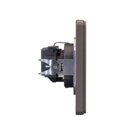 Розетка 1-м СП ROUND MIELE 16А с заземл. защ. шторки титан Kranz KR-78-0701-2