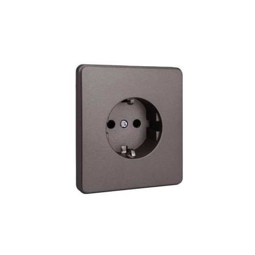 Розетка 1-м СП ROUND MIELE 16А с заземл. защ. шторки титан Kranz KR-78-0701-2