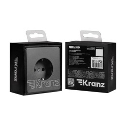 Розетка 1-м СП ROUND MIELE 16А с заземл. защ. шторки титан Kranz KR-78-0701-2