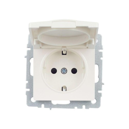 Розетка BRITE РСбш10-3-БрЖ 16А IP20 с заземл. защ. шторки с крышкой механизм жемчуж. IEK BR-R16-16-K