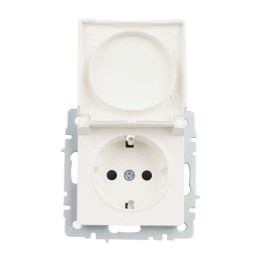Розетка BRITE РСбш10-3-БрЖ 16А IP20 с заземл. защ. шторки с крышкой механизм жемчуж. IEK BR-R16-16-K