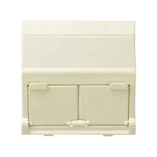 Адаптер на 2 RJ45(12) коннектора наклонный широкий Simon27 сл. кость 27086-32