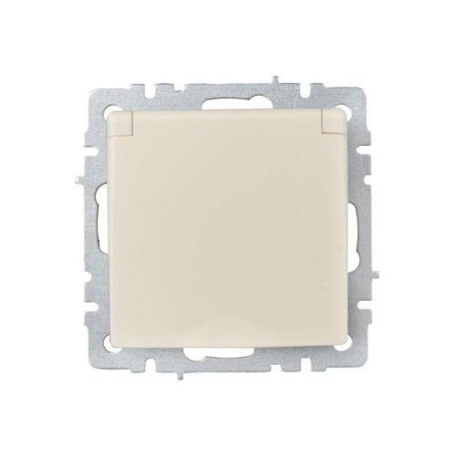 Розетка BRITE РСбш10-3-БрКр 16А IP20 с заземл. защ. шторки с крышкой механизм беж. IEK BR-R16-16-K10