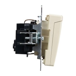 Розетка BRITE РСбш10-3-БрКр 16А IP20 с заземл. защ. шторки с крышкой механизм беж. IEK BR-R16-16-K10