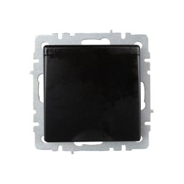 Розетка BRITE РСбш10-3-БрЧ 16А IP20 с заземл. защ. шторки с крышкой механизм черн. IEK BR-R16-16-K02