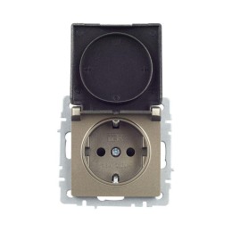 Розетка BRITE РСбш10-3-БрШ 16А IP20 с заземл. защ. шторки с крышкой механизм шампань IEK BR-R16-16-K