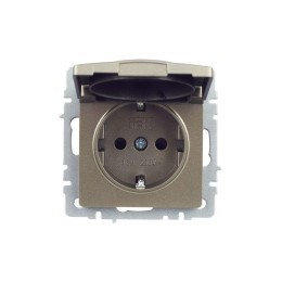 Розетка BRITE РСбш10-3-БрШ 16А IP20 с заземл. защ. шторки с крышкой механизм шампань IEK BR-R16-16-K