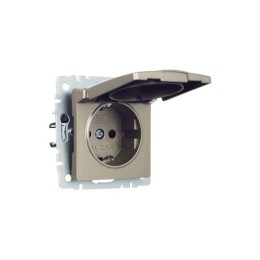 Розетка BRITE РСбш10-3-БрШ 16А IP20 с заземл. защ. шторки с крышкой механизм шампань IEK BR-R16-16-K