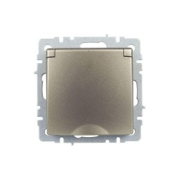 Розетка BRITE РСбш10-3-БрШ 16А IP20 с заземл. защ. шторки с крышкой механизм шампань IEK BR-R16-16-K