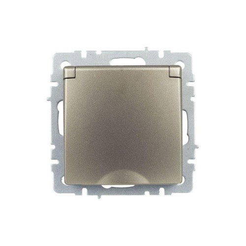 Розетка BRITE РСбш10-3-БрШ 16А IP20 с заземл. защ. шторки с крышкой механизм шампань IEK BR-R16-16-K