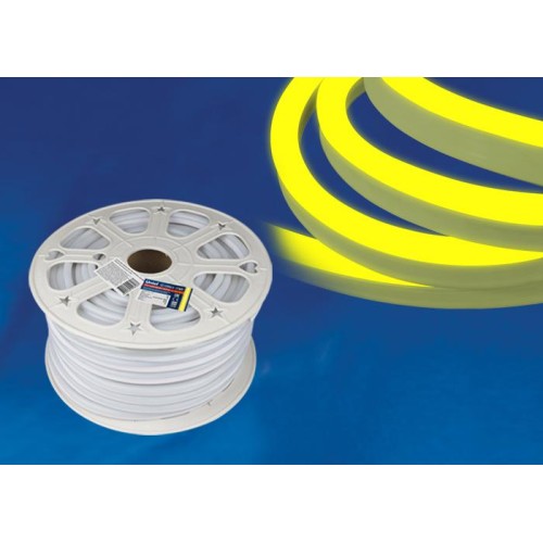 Лента светодиодная ULS-N21-2835-120LED/m-8mm-IP67-220V-8W/m-50M-YELLOW NEON 120LED/м желт. 8Вт/м IP6