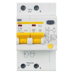 Выключатель автоматический дифференциального тока 2п C 25А 100мА тип AC 4.5кА АД-12 KARAT IEK MAD10-