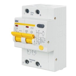 Выключатель автоматический дифференциального тока 2п C 25А 100мА тип AC 4.5кА АД-12 KARAT IEK MAD10-