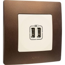 Розетка USB 2-м СП 2мод. Etika 240В/5В 2400мА механизм сл. кость Leg 672394