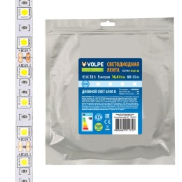 Лента светодиодная гибкая ULS-Q221 5050-60LED/m-10mm-IP20-DC12V-14.4Вт/m-5M-6500K на самоклеящейся о