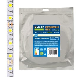 Лента светодиодная гибкая ULS-Q320 2835-60LED/m-8mm-IP20-DC12V-4.8Вт/m-5M-3000K на самоклеящейся осн