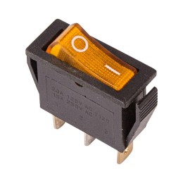 Выключатель клавишный 250В 15А (3с) ON-OFF RWB-404 SC-791 IRS-101-1C желт. с подсветкой Rexant 36-22