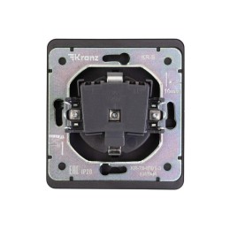 Розетка 1-м СП ROUND MIELE 16А с заземл. защ. шторки оникс Kranz KR-78-0701-3