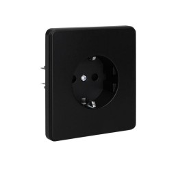 Розетка 1-м СП ROUND MIELE 16А с заземл. защ. шторки оникс Kranz KR-78-0701-3