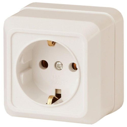 Розетка 1-м ОП Quadro 2-202-02 16А IP20 250В 2P+E Schuko сл. кость Intro Б0053785
