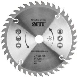 Диск пильный для циркулярных пил по ламинату 185х20/16х40T FIT 37775