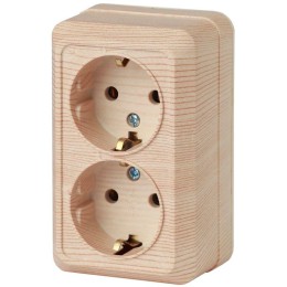 Розетка 2-м ОП Quadro 2-204-11 16А IP20 250В 2х2P+E Schuko сосна Intro Б0053807