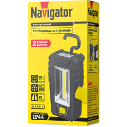 Фонарь 80 343 NPT-W12-3AAА для работы 1COB LED (3Вт)+3LED (0.6Вт) короб. Navigator 80343