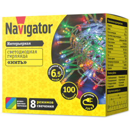 Гирлянда светодиодная 80 667 NGF-S01-100RGBY-5-6.5m-230-C8-TR-IP20 Navigator 80667