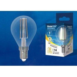 Лампа светодиодная LED-G45-9W/3000K/E14/CL/DIM GLA01TR Air диммир. картон Uniel UL-00005191
