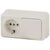 Блок ОП Quadro 2-701-02 (1-м розетка + 1-кл. выкл.) 10(16)А IP20 250В горизонт. сл. кость Intro Б005