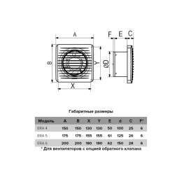 Вентилятор вытяжной осевой 150мм обр. клапан бел. ERA 6C