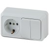 Блок ОП Quadro 2-702-01 (1-м розетка + 2-кл. выкл.) 10(16)А IP20 250В горизонт. бел. Intro Б0053873