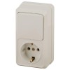 Блок ОП Quadro 2-705-02 (1-м розетка + 1-кл. выкл.) 10(16)А IP20 250В вертикал. сл. кость Intro Б005
