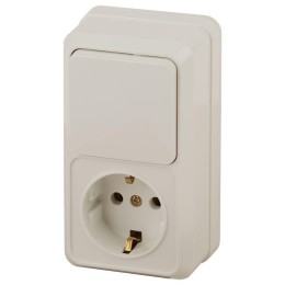 Блок ОП Quadro 2-705-02 (1-м розетка + 1-кл. выкл.) 10(16)А IP20 250В вертикал. сл. кость Intro Б005