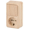Блок ОП Quadro 2-705-11 (1-м розетка + 1-кл. выкл.) 10(16)А IP20 250В вертикал. сосна Intro Б0053888