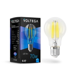 Лампа светодиодная Crystal A60 7Вт 4000К E27 Voltega 7141