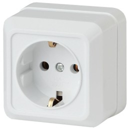 Розетка 1-м ОП Quadro 2Э-202-01 16А IP20 250В 2P+E Schuko без монтаж. лапок бел. Intro Б0053906