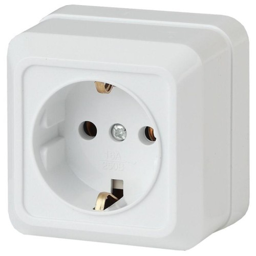 Розетка 1-м ОП Quadro 2Э-202-01 16А IP20 250В 2P+E Schuko без монтаж. лапок бел. Intro Б0053906