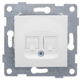 Механизм розетки комп. + телеф. (RJ45+RJ12) СП Ugra бел. матов. GUSI С11КТ-041