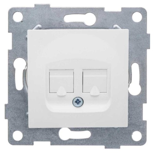 Механизм розетки комп. + телеф. (RJ45+RJ12) СП Ugra бел. матов. GUSI С11КТ-041