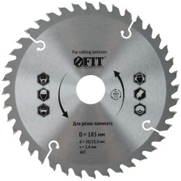 Диск пильный для циркулярных пил по ламинату 185х30/25.4х40T FIT 37776