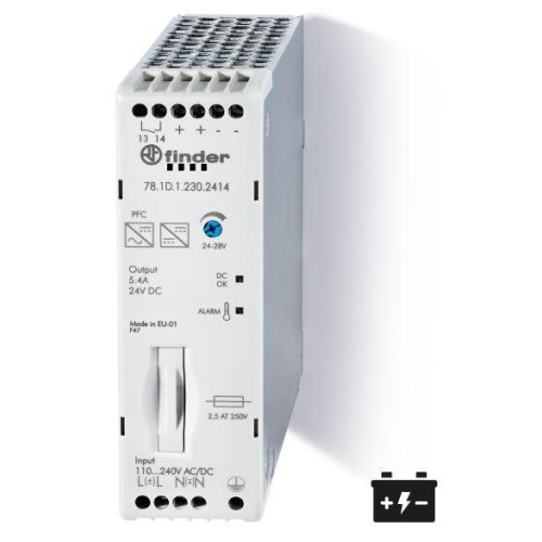 Источник питания импульсный вход 110...250В AC/DC / выход 24В DC 130Вт 30мм IP20 FINDER 781D12302414