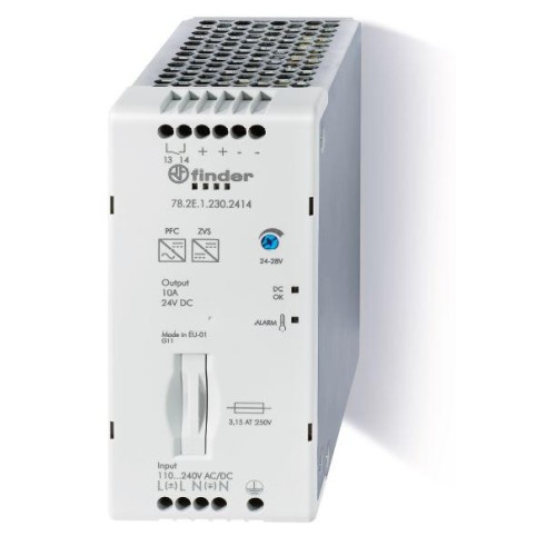 Источник питания импульсный вход 110...250В AC/DC / выход 24В DC 240Вт 60мм IP20 FINDER 782E12302414