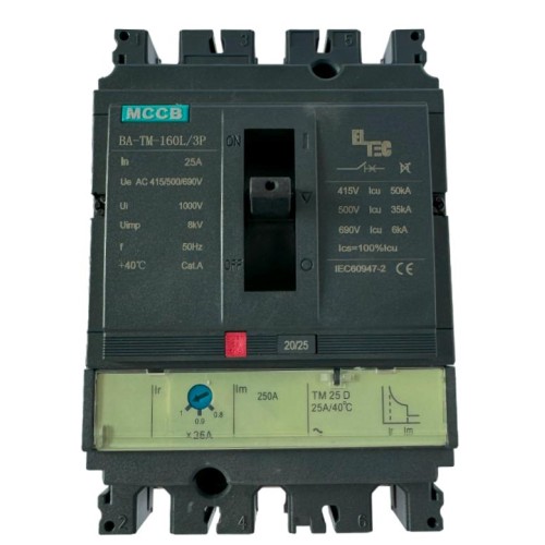 Выключатель автоматический MCCB BA-TM-160L/3P 25А (термомагнитый ТМ ICU:50KA) ELTEC 1200025